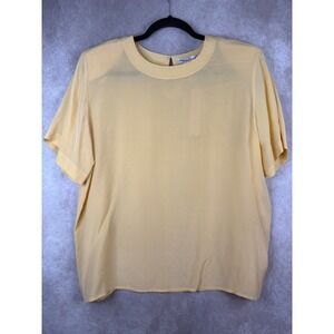 NWT Anna and Frank Blouse Womens XL Chamois Yellow 100% Silk Short Sleeve